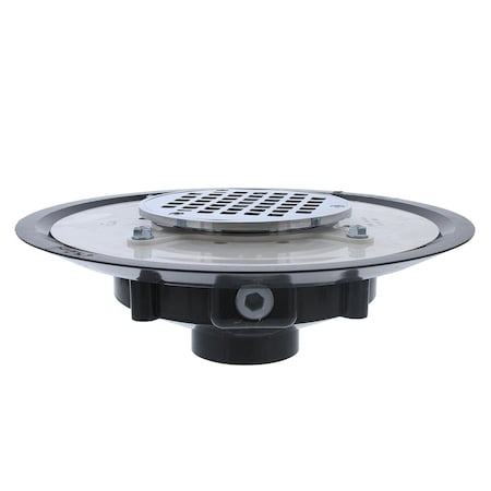 Jones Stephens 2in. Heavy Duty PVC Drain Base with 3-1/2in. Metal Spud ands 5in. Chrome Plated Strainer D50022